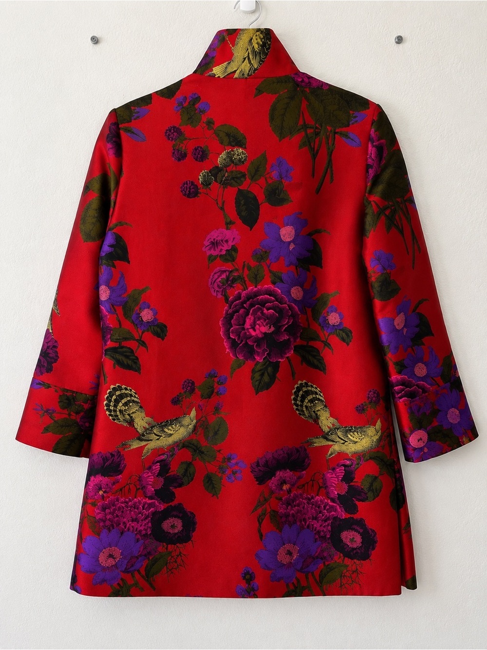 Grace Chuang Floral Bird Print Chinoiserie Jacket Baroque Sz S NWOT Wearable Art - Picture 9 of 9